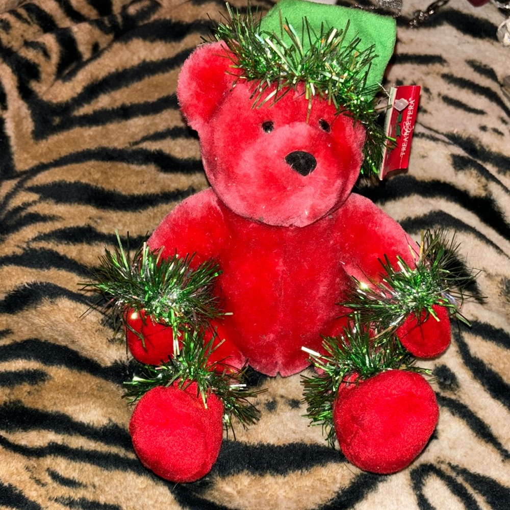 Christmas themed bear purchased from local thrift shop.